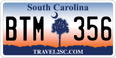 SC license plate BTM356