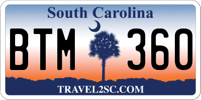 SC license plate BTM360