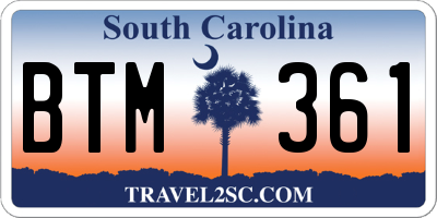 SC license plate BTM361