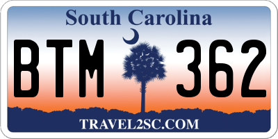 SC license plate BTM362