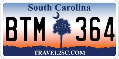 SC license plate BTM364