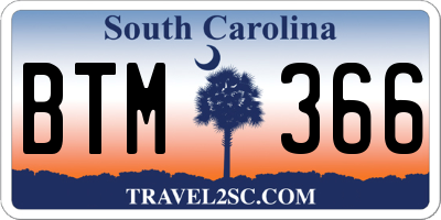 SC license plate BTM366