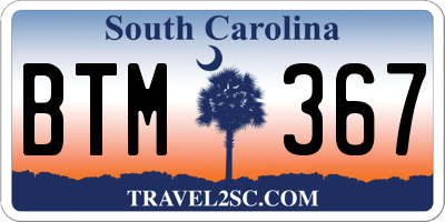 SC license plate BTM367
