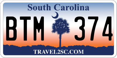 SC license plate BTM374