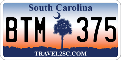 SC license plate BTM375