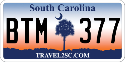 SC license plate BTM377