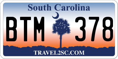 SC license plate BTM378