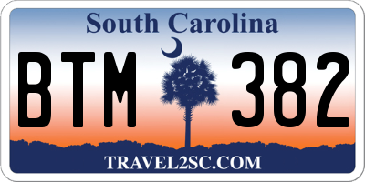 SC license plate BTM382