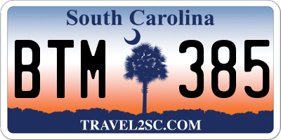 SC license plate BTM385