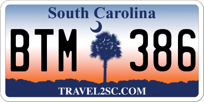 SC license plate BTM386