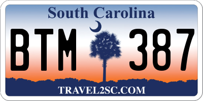 SC license plate BTM387