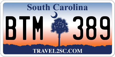 SC license plate BTM389