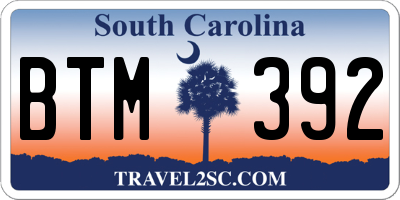SC license plate BTM392