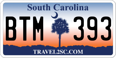 SC license plate BTM393