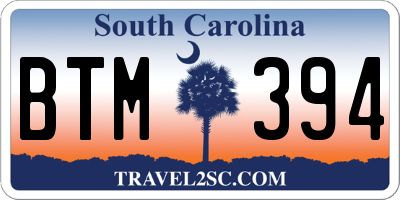 SC license plate BTM394