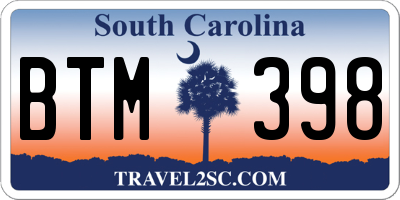 SC license plate BTM398