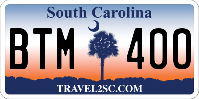 SC license plate BTM400