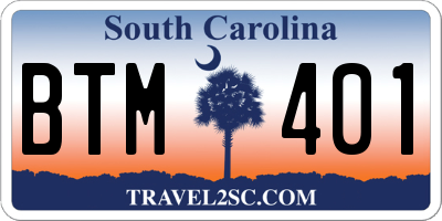 SC license plate BTM401