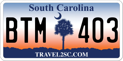 SC license plate BTM403