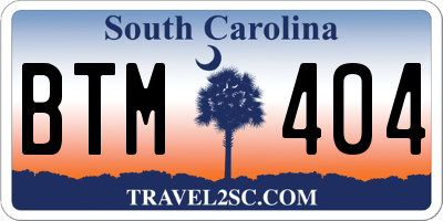 SC license plate BTM404