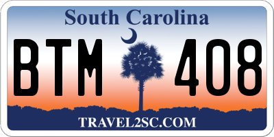 SC license plate BTM408