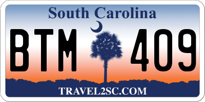 SC license plate BTM409