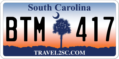 SC license plate BTM417