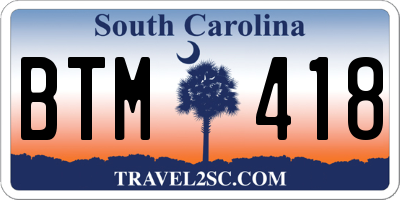 SC license plate BTM418