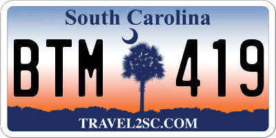 SC license plate BTM419