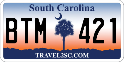 SC license plate BTM421