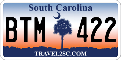 SC license plate BTM422
