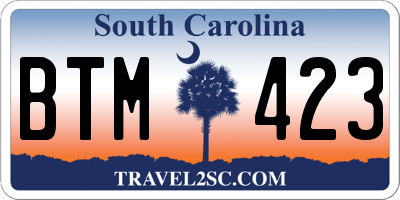 SC license plate BTM423