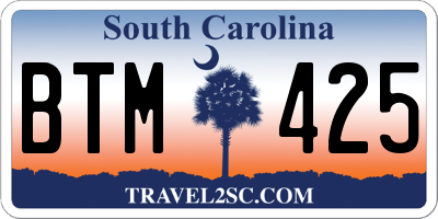 SC license plate BTM425