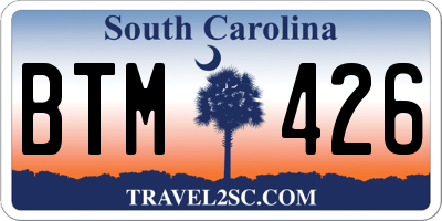 SC license plate BTM426