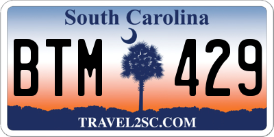 SC license plate BTM429
