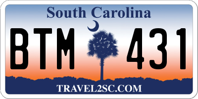 SC license plate BTM431