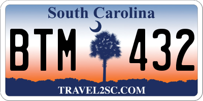 SC license plate BTM432