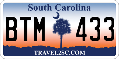 SC license plate BTM433