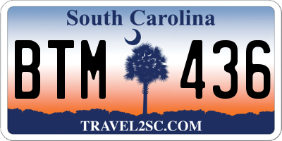 SC license plate BTM436