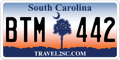 SC license plate BTM442