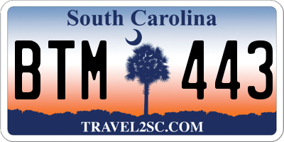 SC license plate BTM443