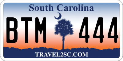 SC license plate BTM444