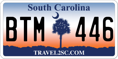 SC license plate BTM446
