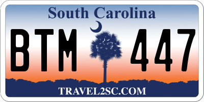 SC license plate BTM447