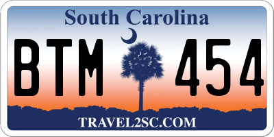 SC license plate BTM454