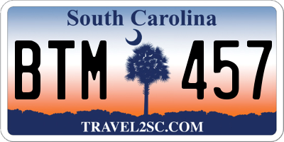 SC license plate BTM457