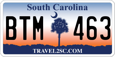 SC license plate BTM463