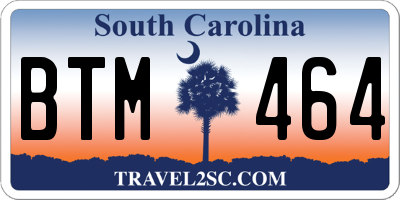 SC license plate BTM464
