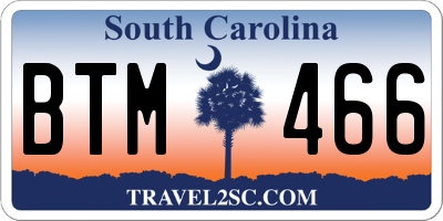 SC license plate BTM466