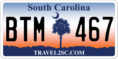SC license plate BTM467